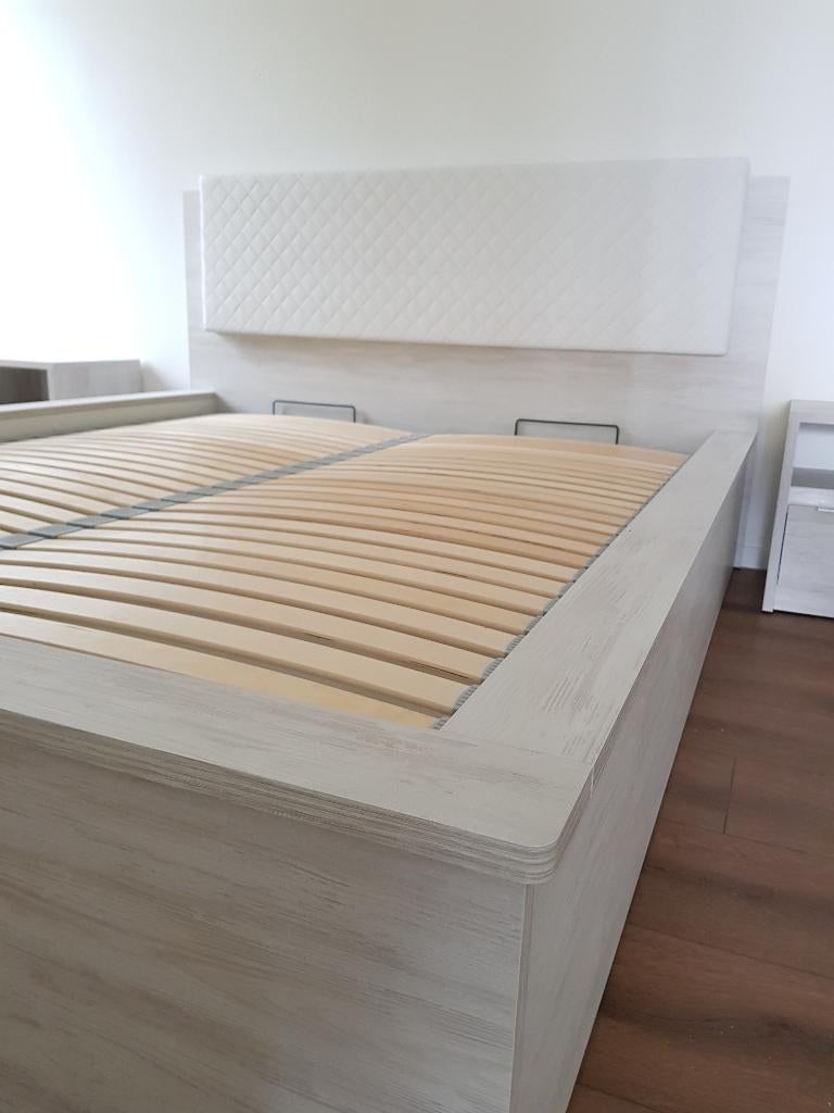 VOORRAAD Tweepersoonsbed 160x200 cm met opbergruimte NIEUW, Overige materialen, Wit, Ophalen of Verzenden, 200 cm