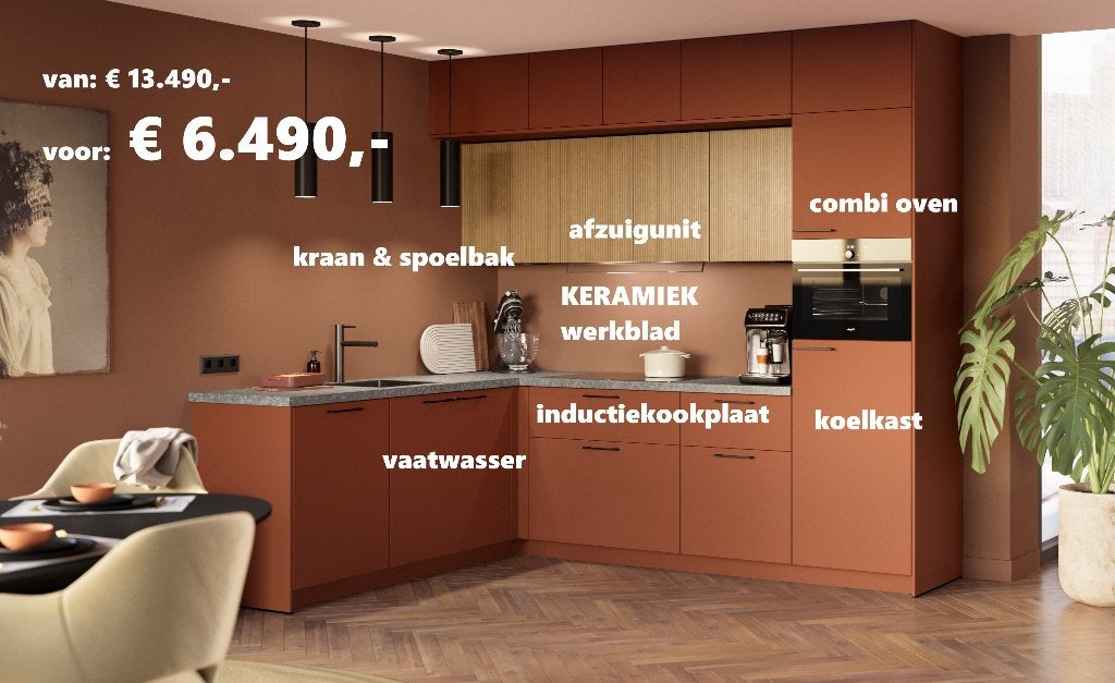 complete hoekkeuken inclusief stenen blad en apparatuur!!, Huis en Inrichting, Keuken | Complete keukens, Ophalen, Overige kleuren
