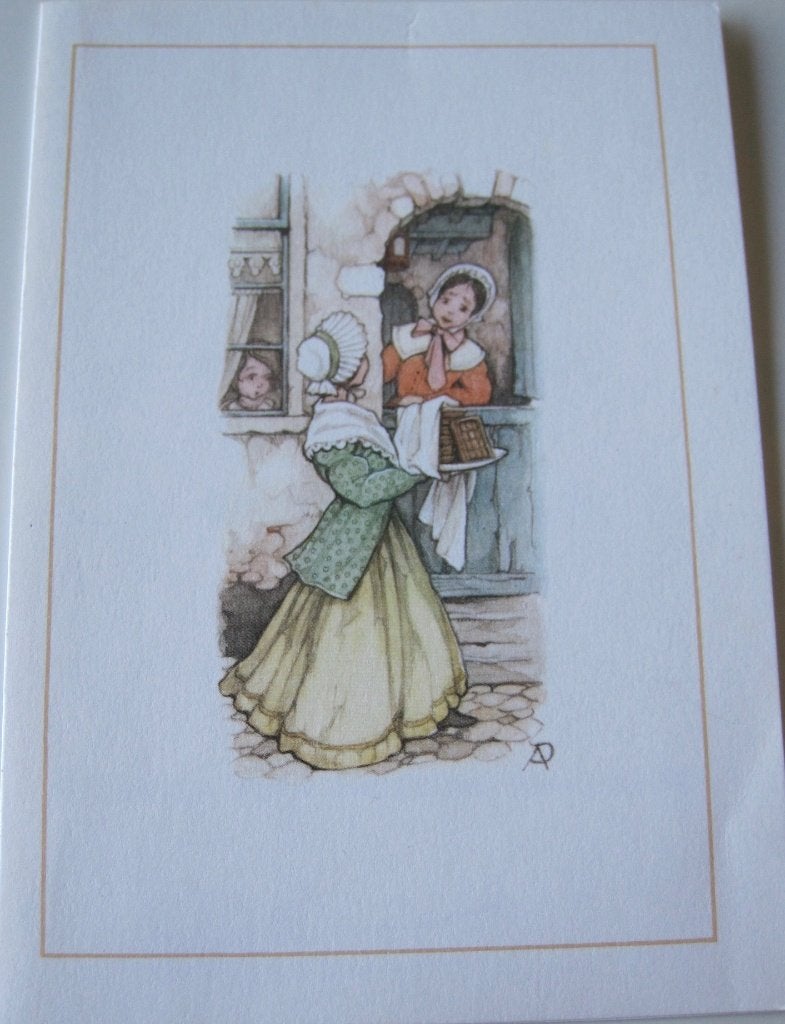 Anton Pieck - kerst - vrouw met koeken, Verzamelen, Ansichtkaarten | Themakaarten, Verzenden, 1980 tot heden, Gelopen, Overige thema's