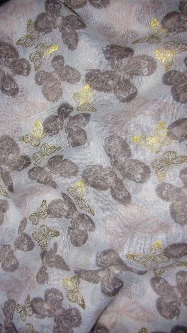 VLINDER  sjaal goud bruin, Kleding | Dames, Ophalen of Verzenden, Zo goed als nieuw, Maat 46/48 (XL) of groter, Handschoenen