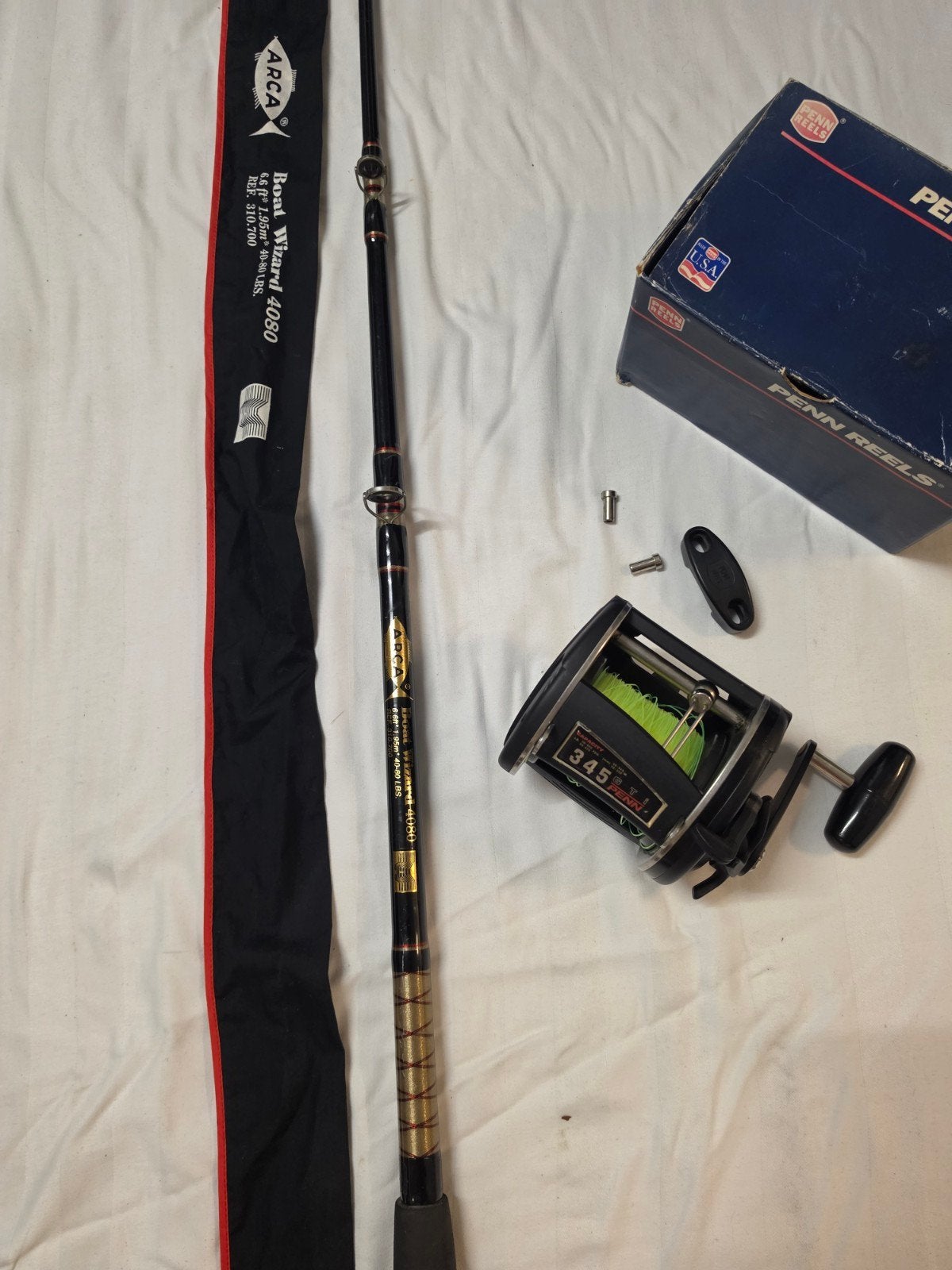 Arca Boat wizard 40/80lb Penn Gti 345 reel usa, Ophalen of Verzenden, Molen