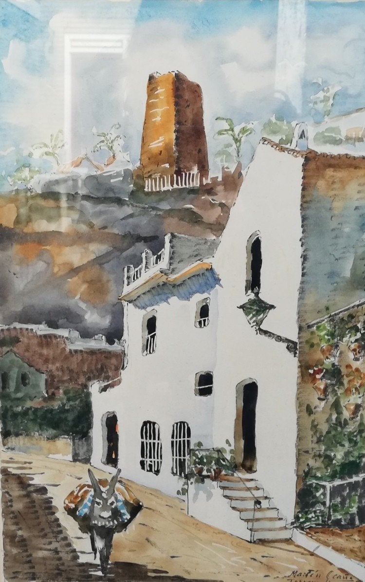 Torremolinos, Martin Ocarcia. Aquarela. 1966. 46/63 cm., Ophalen, 50 – 75, Minder dan 50 cm, Oorspronkelijke maker
