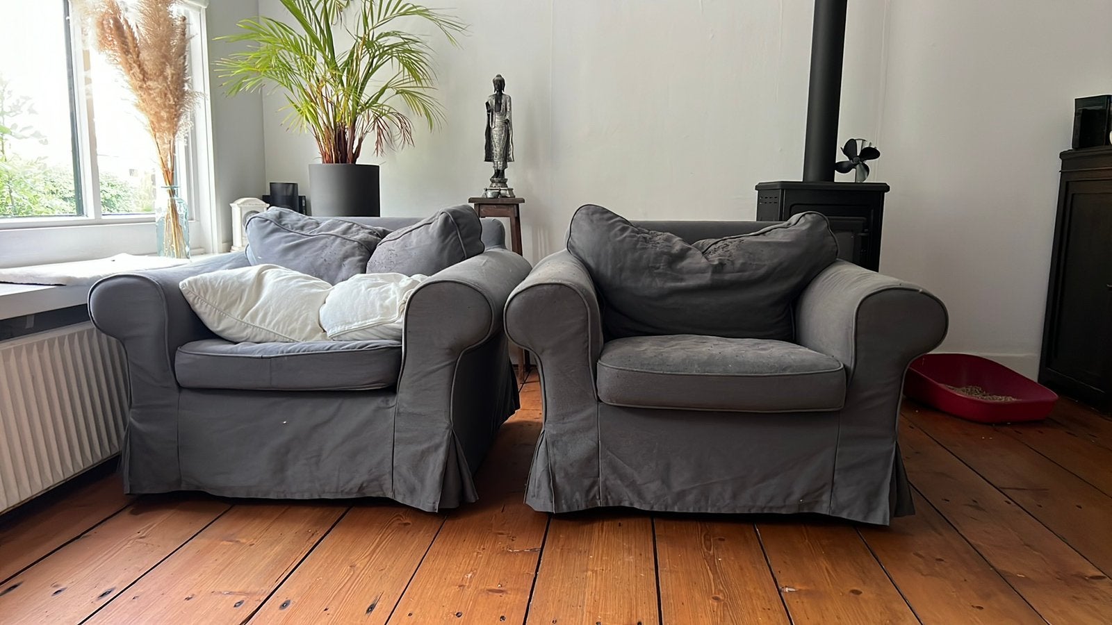 Ektorp 2-zits bank en 2 fauteuils. Gratis, Huis en Inrichting, Ophalen, Gebruikt