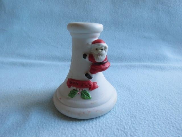 Vintage Zweedse stenen kerstkandelaar kerstman God Jul, Ophalen of Verzenden, Gebruikt