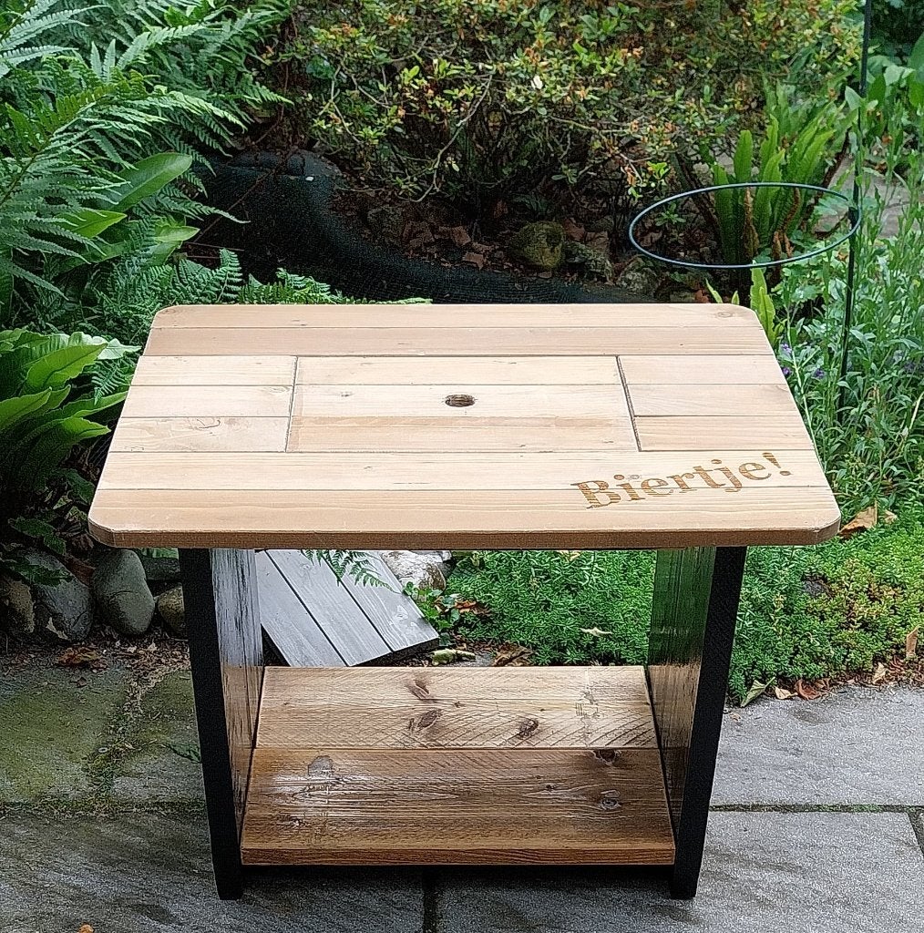 Biertje! bijzettafel/tuintafel/biertafel, Ophalen, Gebruikt, Rechthoekig, Hout