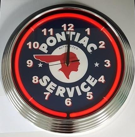 Pontiac service neon klok USA reclame garage mancave kado, Verzamelen, Lichtbak of (neon) lamp, Ophalen of Verzenden, Info@americansaleshop.nl