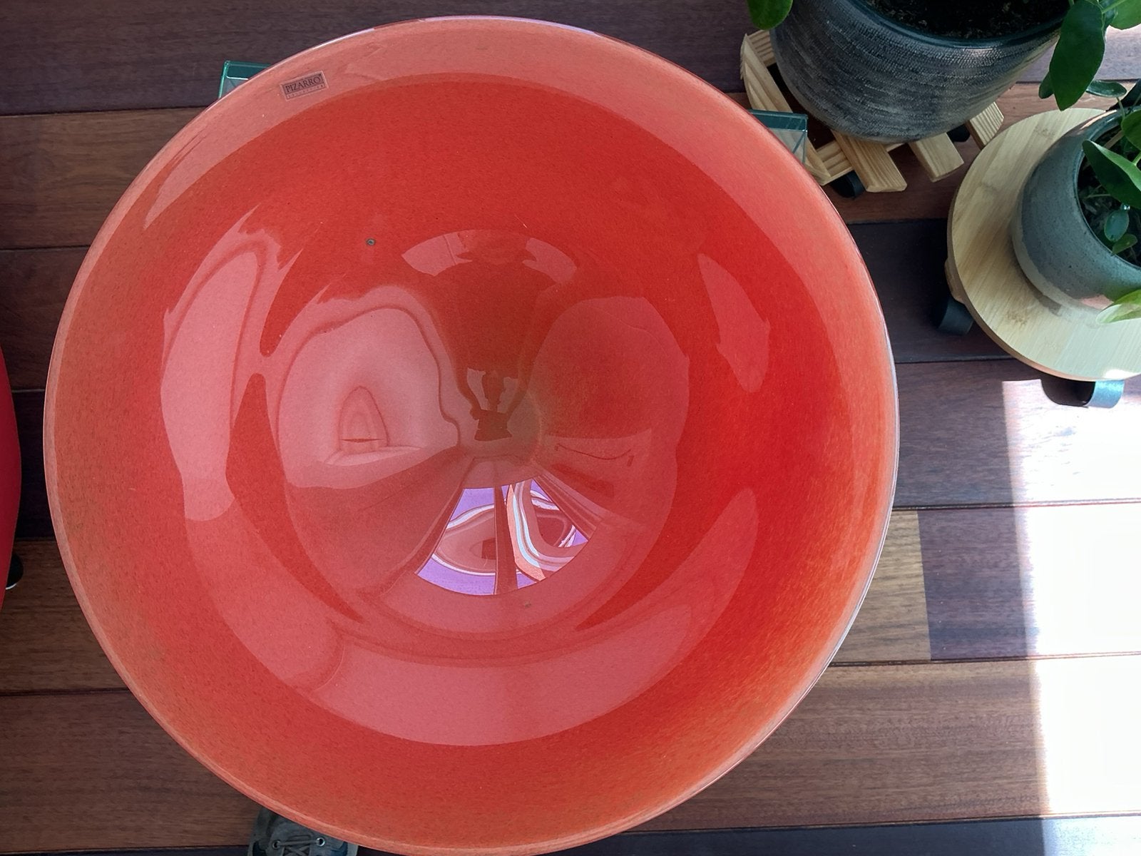 Mooie rode glazen schaal Pizarro, Ophalen, Gebruikt, Rond, Glas