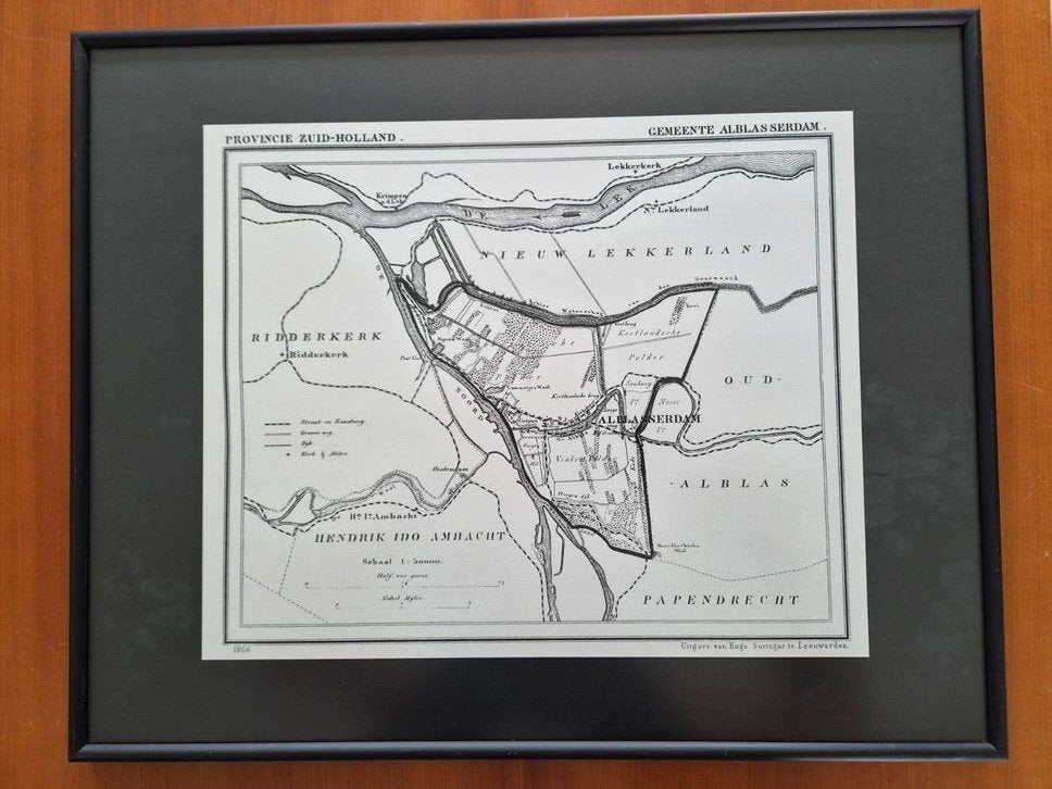 Historische kaart Alblasserdam 1866 - 50x40cm, Antiek en Kunst, Ophalen