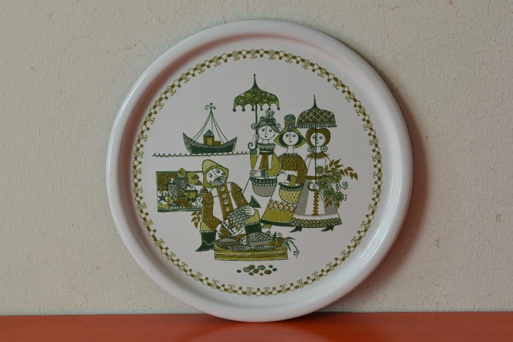 Retro vintage emaille Turi-Design bord - Figgjo Flint Market, Ophalen of Verzenden