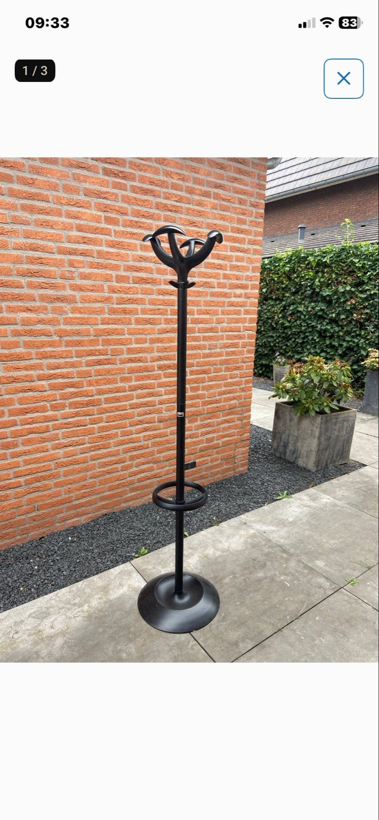 Zwarte staande kapstok van rexite, Ophalen, Gebruikt, Metaal, Staande kapstok