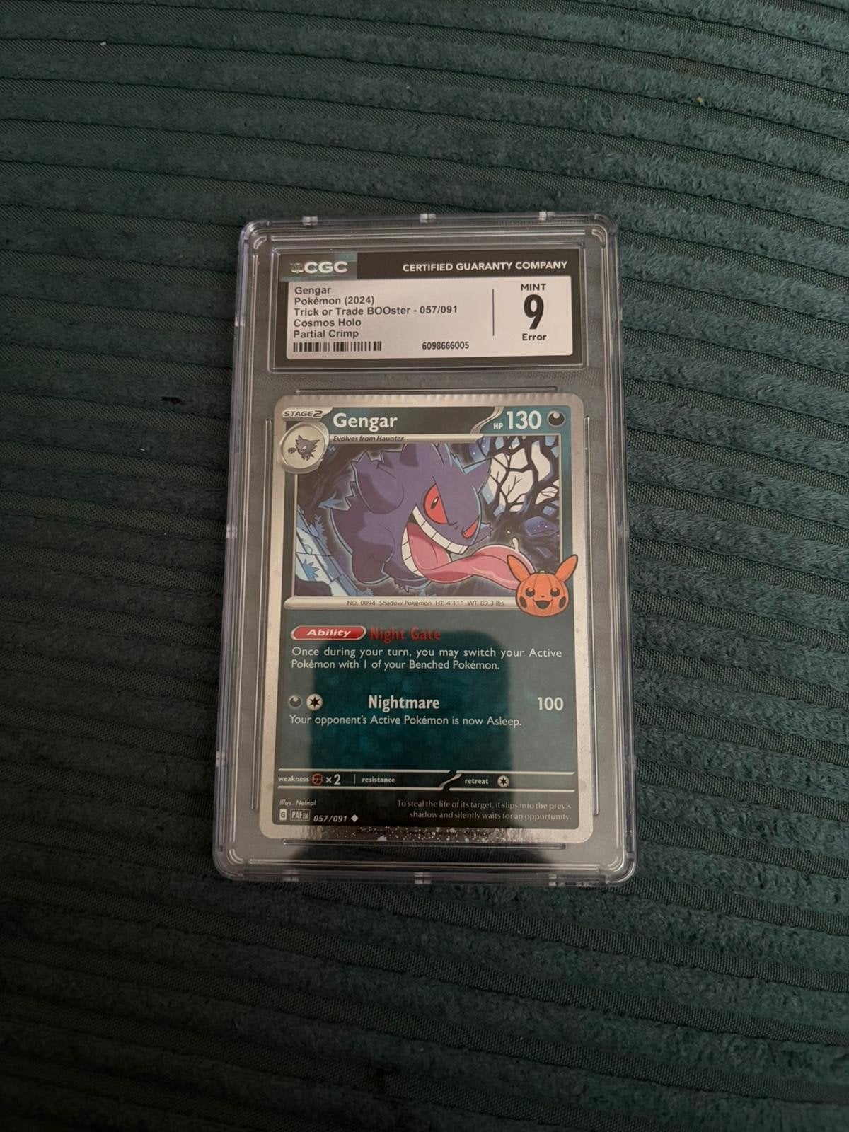 Gengar Pokémon Kaart - CGC 9 Mint Error - Partial Crimp, Ophalen of Verzenden