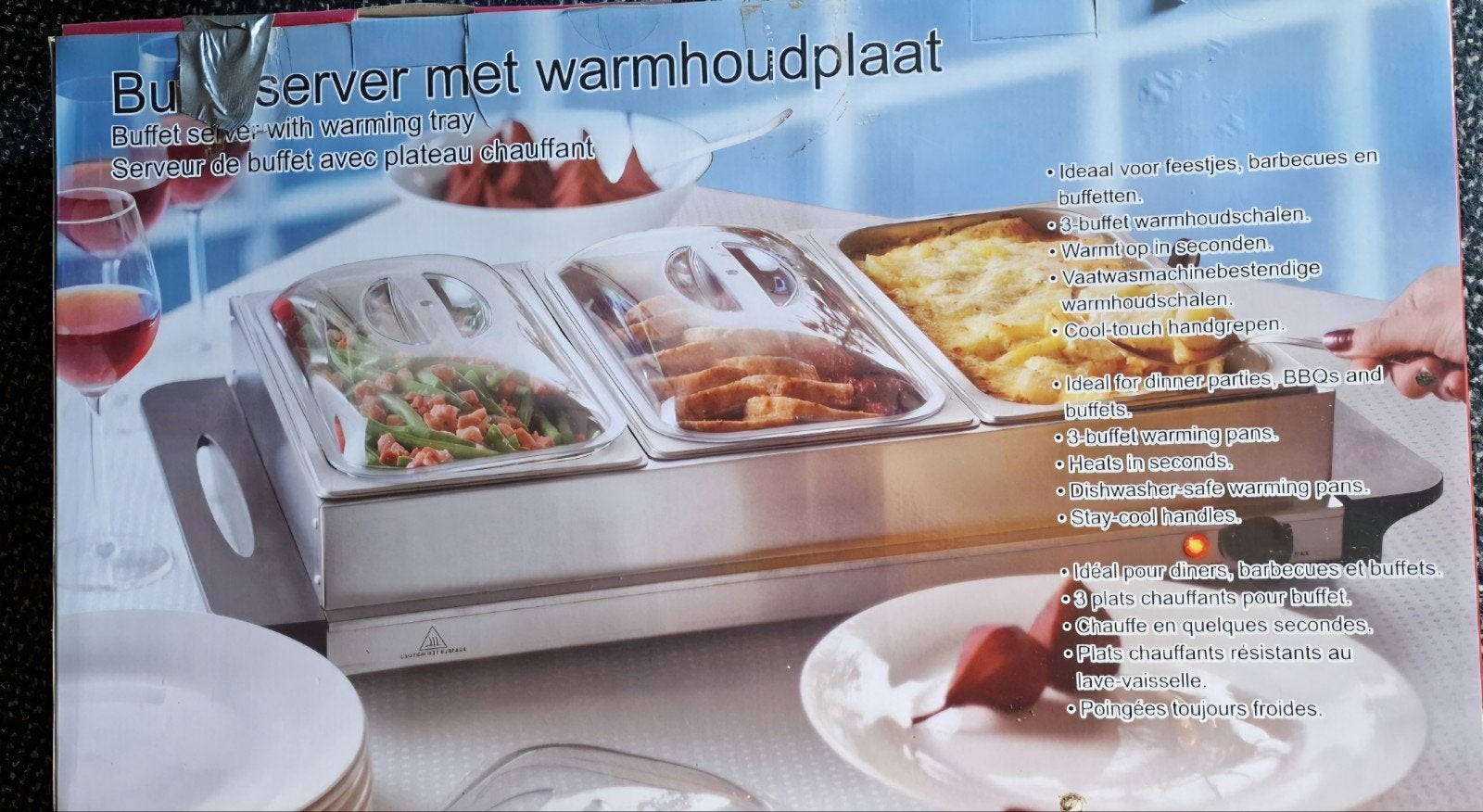 Buffet server met warmhoudplaat - Ideaal voor feesten, Huis en Inrichting, Ophalen, Gebruikt