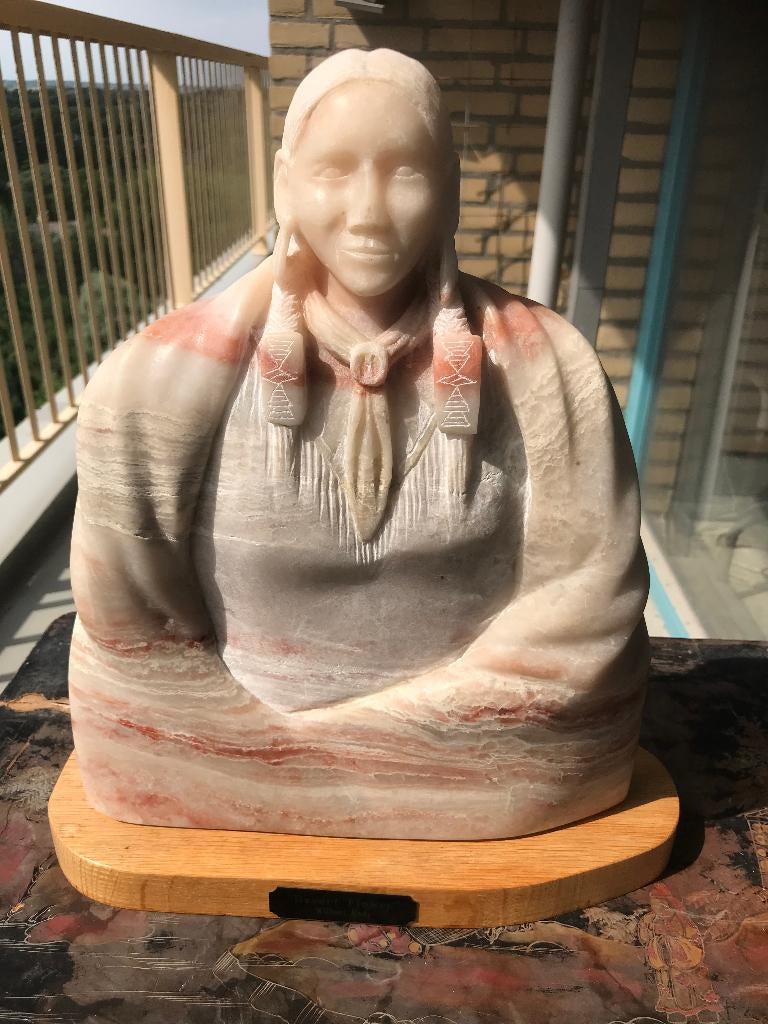 albast buste navajo native american, Antiek en Kunst, Ophalen of Verzenden