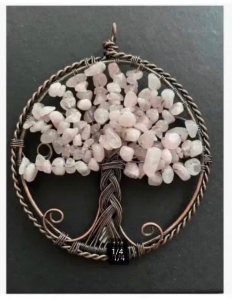 2 x levensboom hanger, bergkristal of Rozekwarts, pr.p.stuk, Sieraden, Tassen en Uiterlijk, Nieuw, Ophalen of Verzenden, X, X