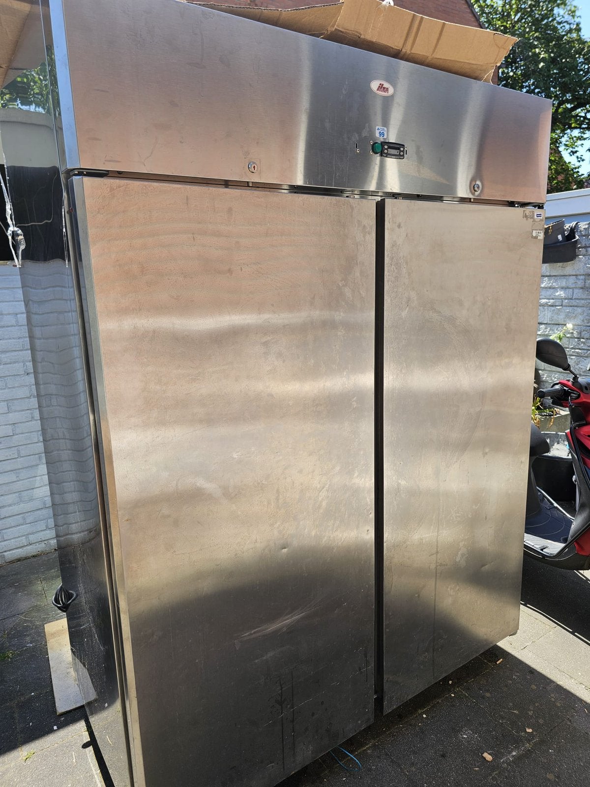 RVS Vriezer Dubbeldeurs, Ophalen, Gebruikt, 60 tot 90 cm, 160 cm of meer