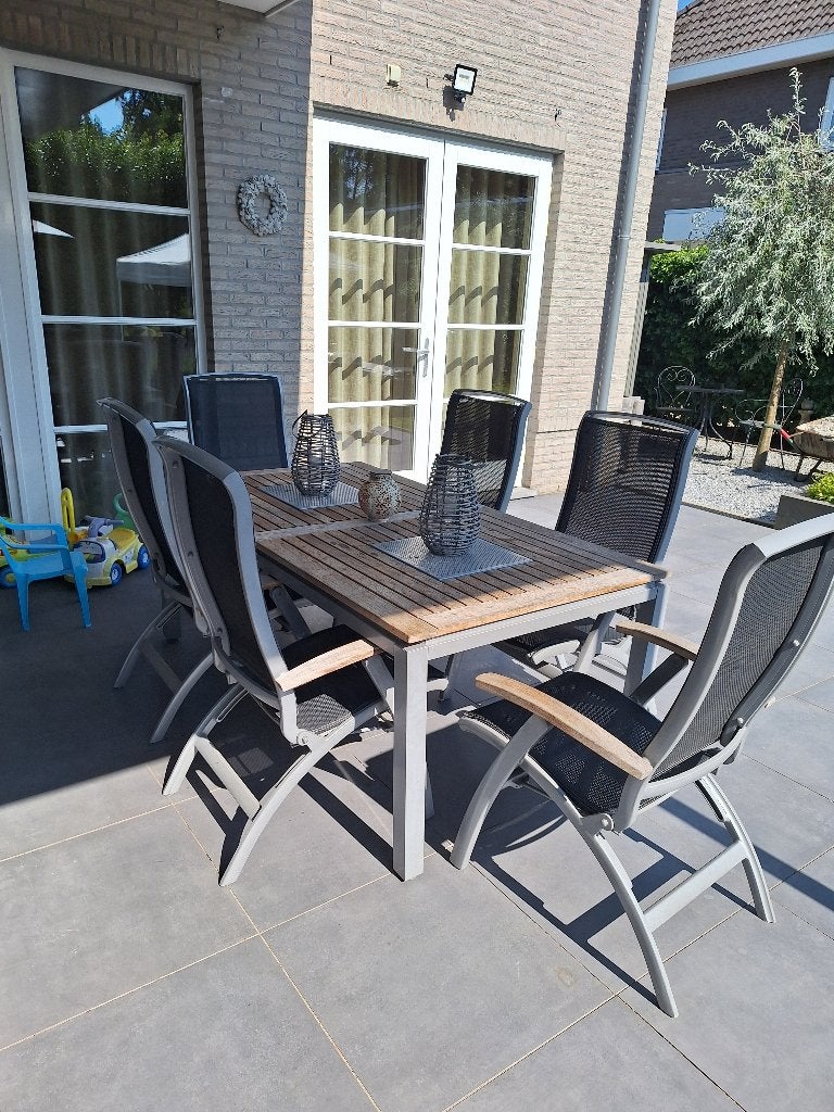 Tuinset Hartman prestige 6pers, Tuin en Terras, Tuinsets en Loungesets, Gebruikt, Tuinset, Aluminium, 6 zitplaatsen, Eettafel