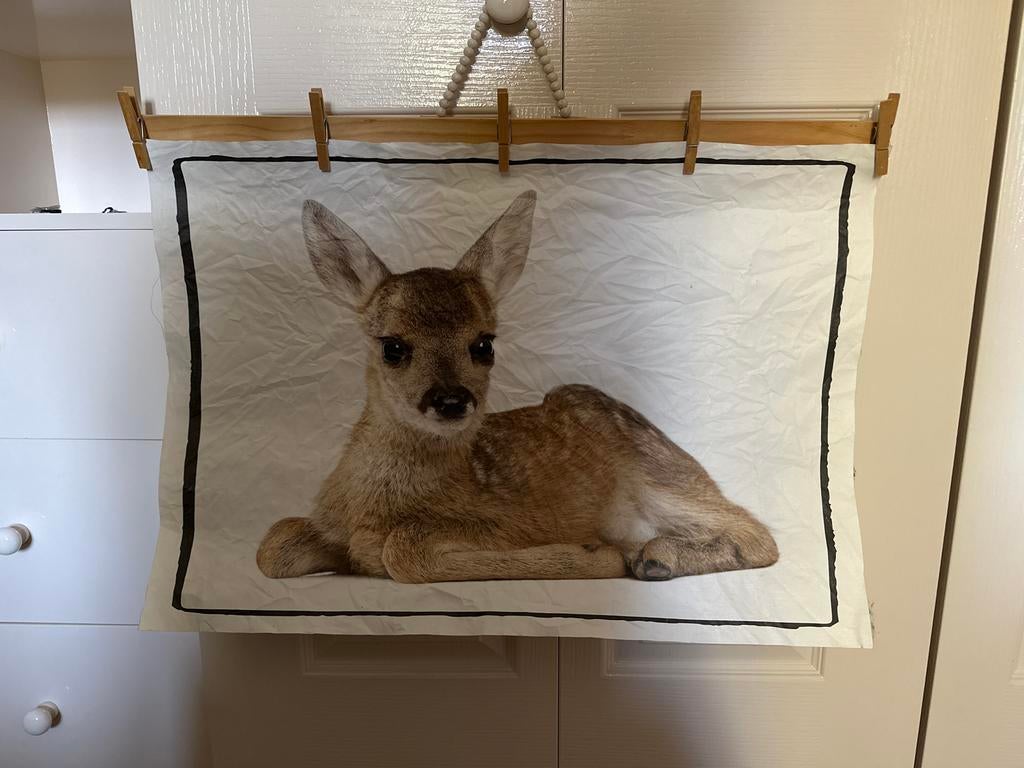 Wanddecoratie met schattig reekalfje, Ophalen of Verzenden, Gebruikt, Wanddecoratie