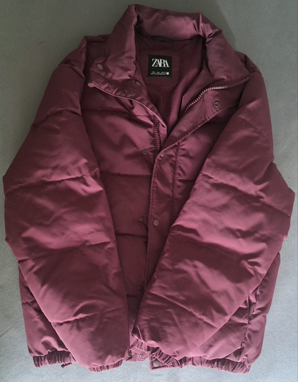 Zara Puffer Jacket - Bordeauxrood, Ophalen of Verzenden, Zo goed als nieuw, Rood