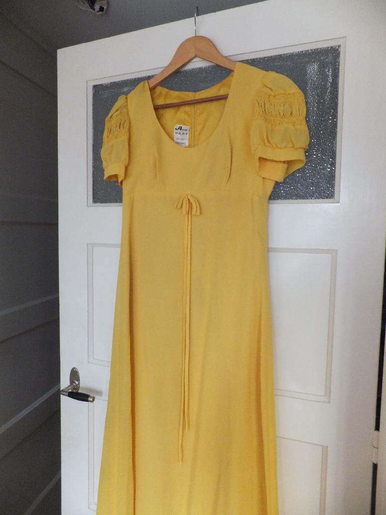 vintage lange boho bohemian hippie jurk, arnel, geel 36 38, Kleding | Dames, Jurken, Zo goed als nieuw, Maat 38/40 (M), Geel, Onder de knie