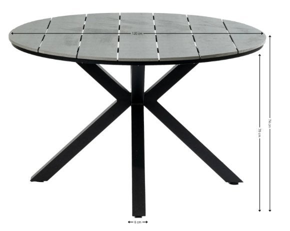 Cyprus grijs polywood tuintafel rond (zonder poot!), Ophalen, Zo goed als nieuw, Rond, Aluminium