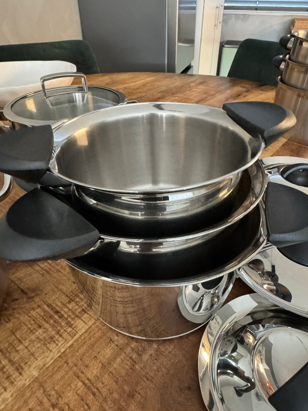 BK pannenset Q-liniair, Huis en Inrichting, Keuken | Potten en Pannen, Ophalen, Zo goed als nieuw, Rvs, Pannenset