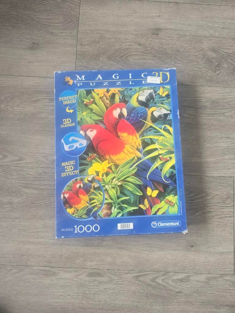 Magic 2D Puzzel Clementoni Papegaaien 1000 stukjes 3D, Ophalen of Verzenden, 500 t/m 1500 stukjes, Gebruikt, Legpuzzel