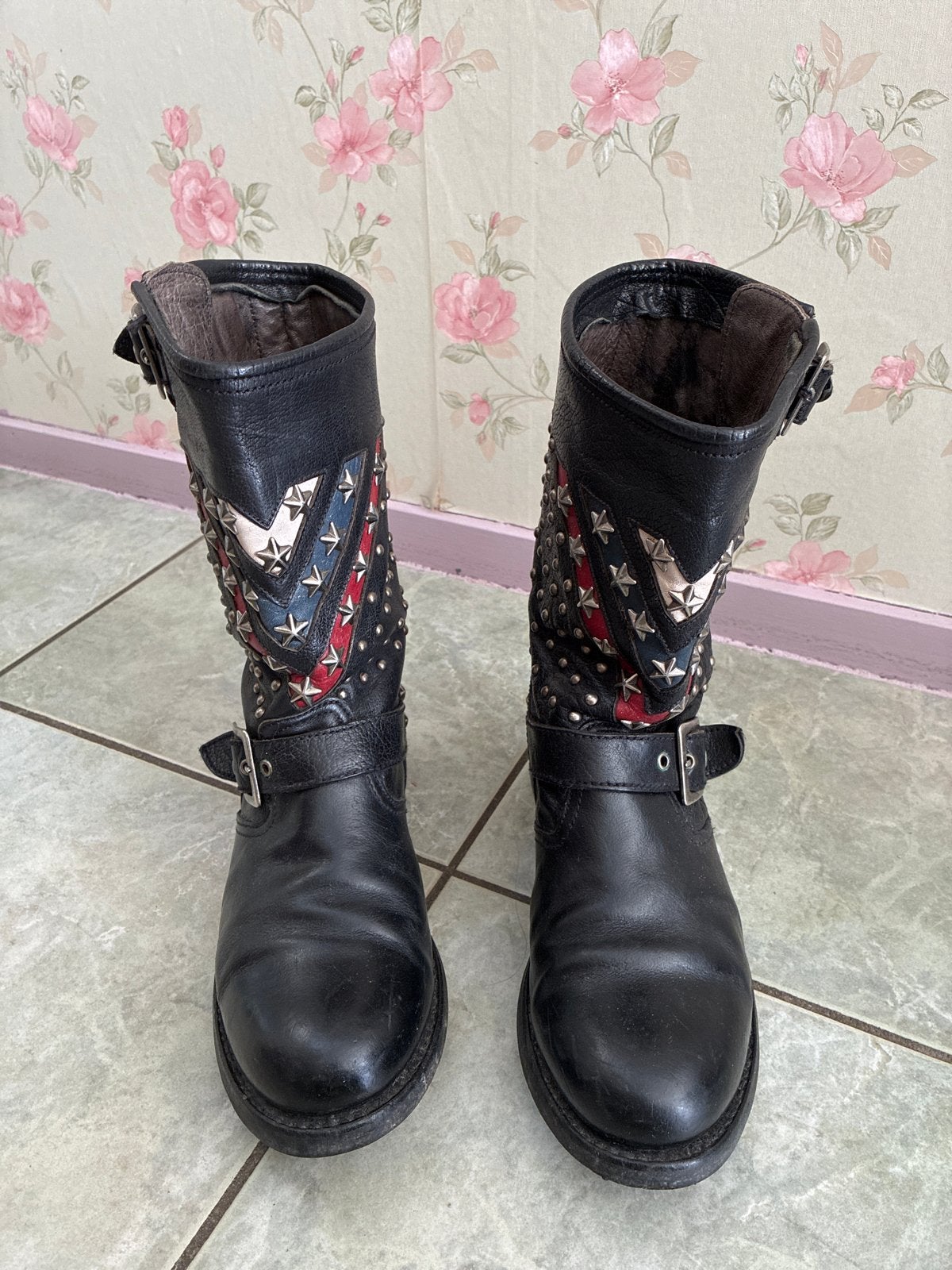 Sendra laarzen maat 39 met studs en gespen, Ophalen, Gedragen, Zwart, Lage of Enkellaarzen