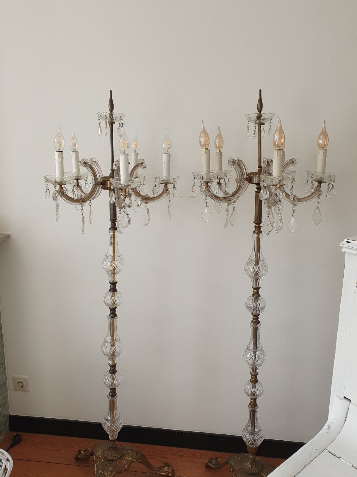 Set van 2 antieke Maria Theresia staande kroonluchters, Antiek en Kunst, Ophalen