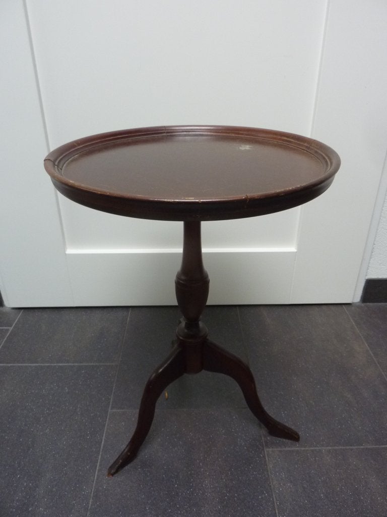Oud bijzet tafeltje., Minder dan 55 cm, Gebruikt, Rond, Hout