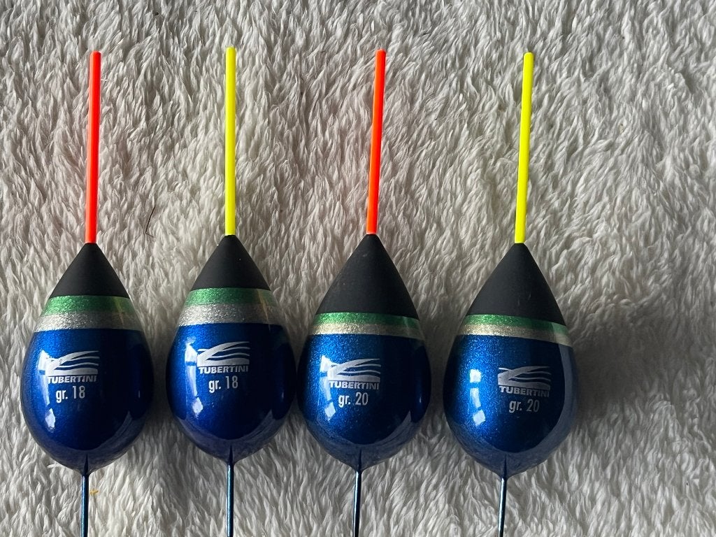 adv 174 / NIEUW serie 4 dobbers TUBERTINI, Watersport en Boten, Ophalen of Verzenden, Nieuw, Dobber of Lood