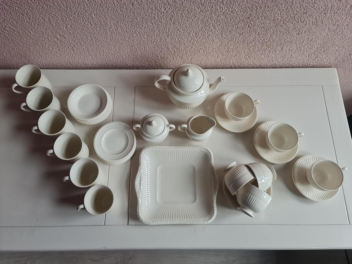 Wedgwood Edme 6 persoons koffie/thee servies 30 delig, Ophalen, Gebruikt, Klassiek, Compleet servies