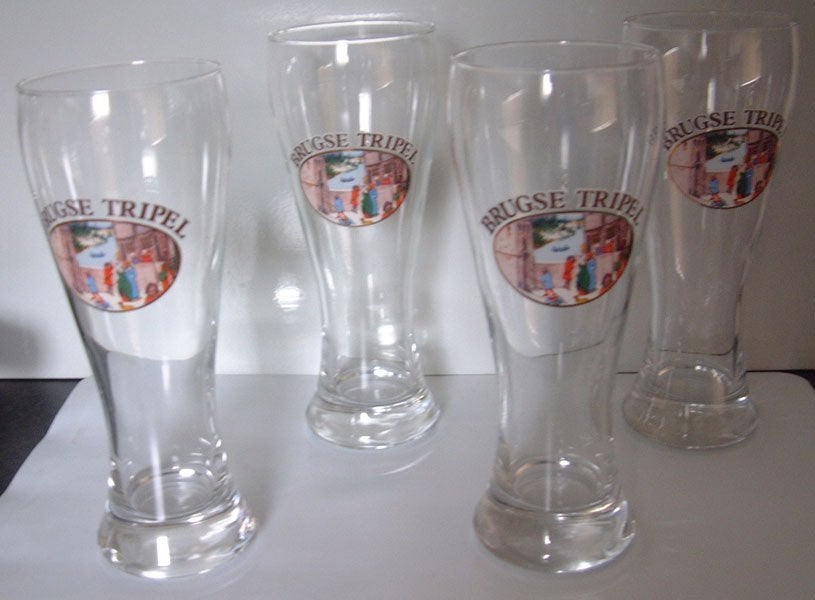 Bierglazen Halve liter Brugse Tripel Bier Glazen 4 x Nieuw, Glas of Glazen, Nieuw, Ophalen of Verzenden, Glas