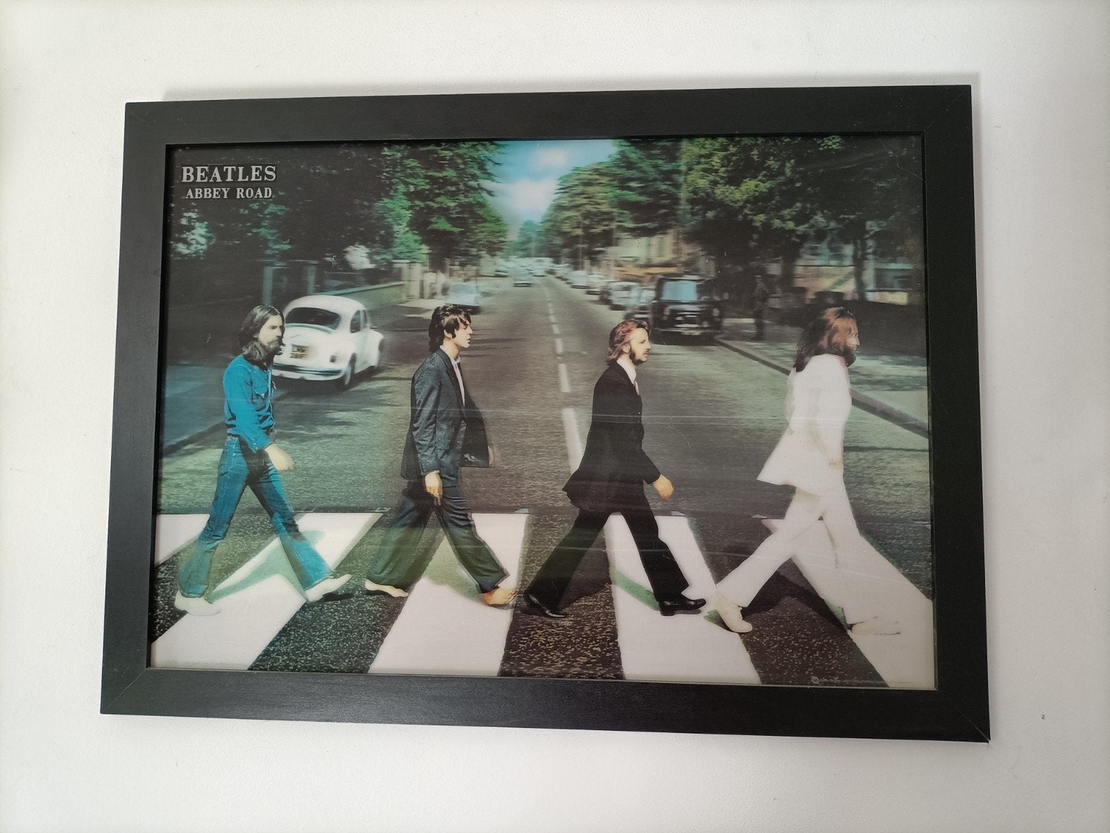Beatles Abbey Road holografische plaat 74 x 63 cm, Ophalen of Verzenden, Gebruikt, 50 tot 75 cm, Foto of Poster