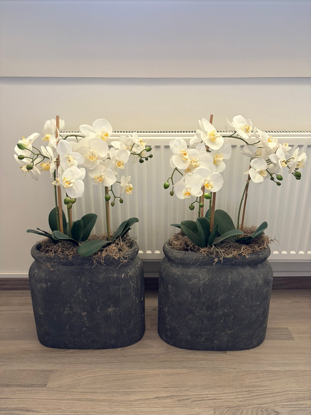2 mooie grote Brynxz potten met kunst orchideeën, Huis en Inrichting, Woonaccessoires | Kunstplanten en Kunstbloemen, Ophalen