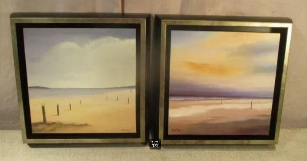 2 Mooi Nieuwe Artprints 'Op het strand' - Hans Paus - 25x25, Minder dan 50 cm, Oorspronkelijke maker, Nieuw, Ophalen of Verzenden