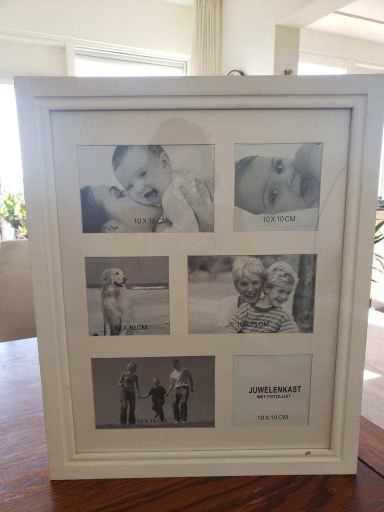 Juwelenkast met fotolijst - Wit, Gebruikt, 50 tot 75 cm, Ophalen of Verzenden, 50 tot 75 cm