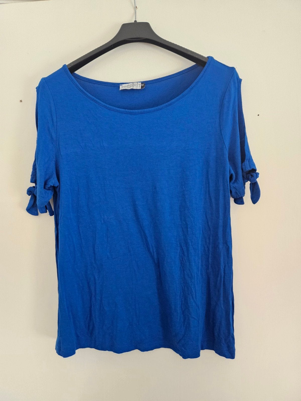 blauwe top/shirt cold shoulder, Ophalen of Verzenden, Blauw, Korte mouw