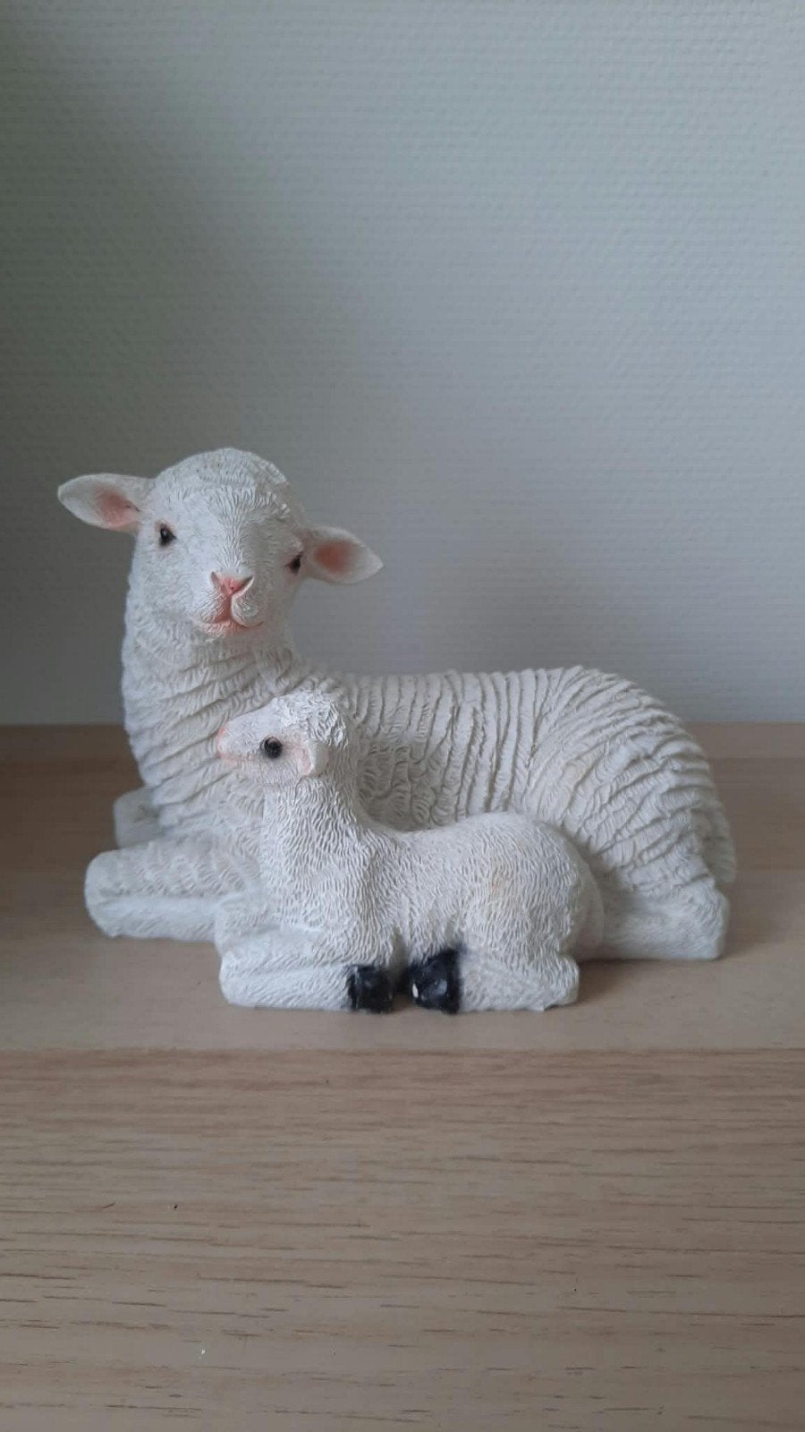Beeldje van schapen, moeder en lammetje, Ophalen, Wit, Steen/keramiek, Landelijk