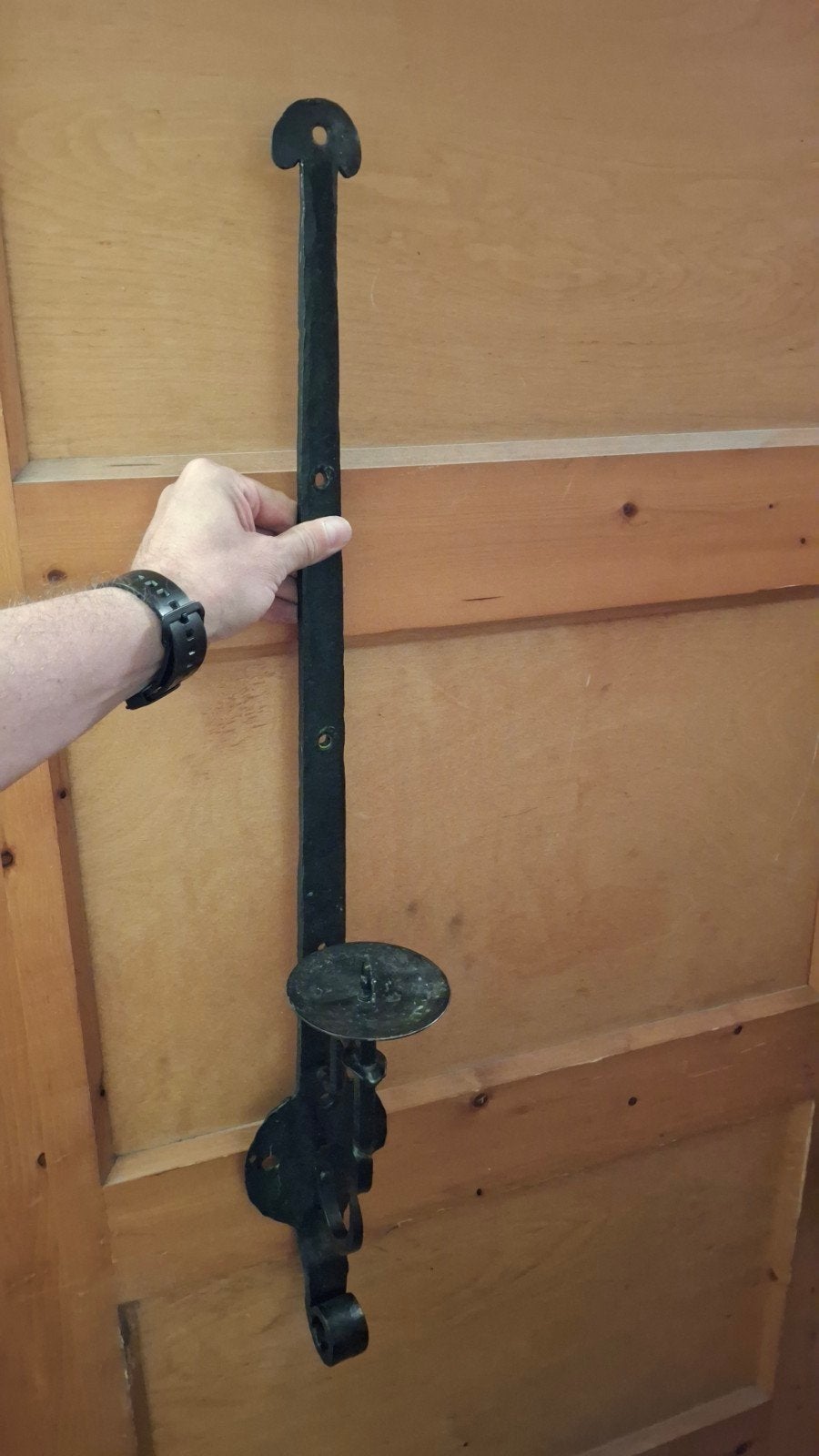 Antieke smeedijzeren kandelaar wandlamp, Ophalen of Verzenden