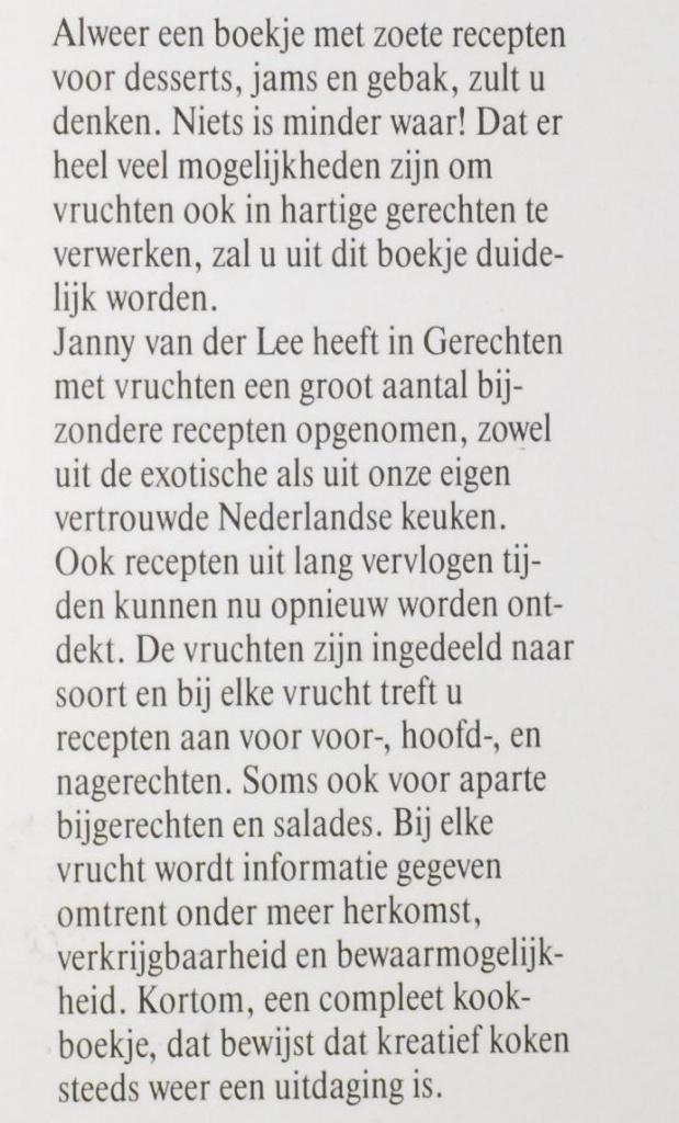 Gerechten met vruchten - Janny van der Heijden (1988), Boeken, Verzenden, Zo goed als nieuw, Janny van der Heijden, Nederland en België