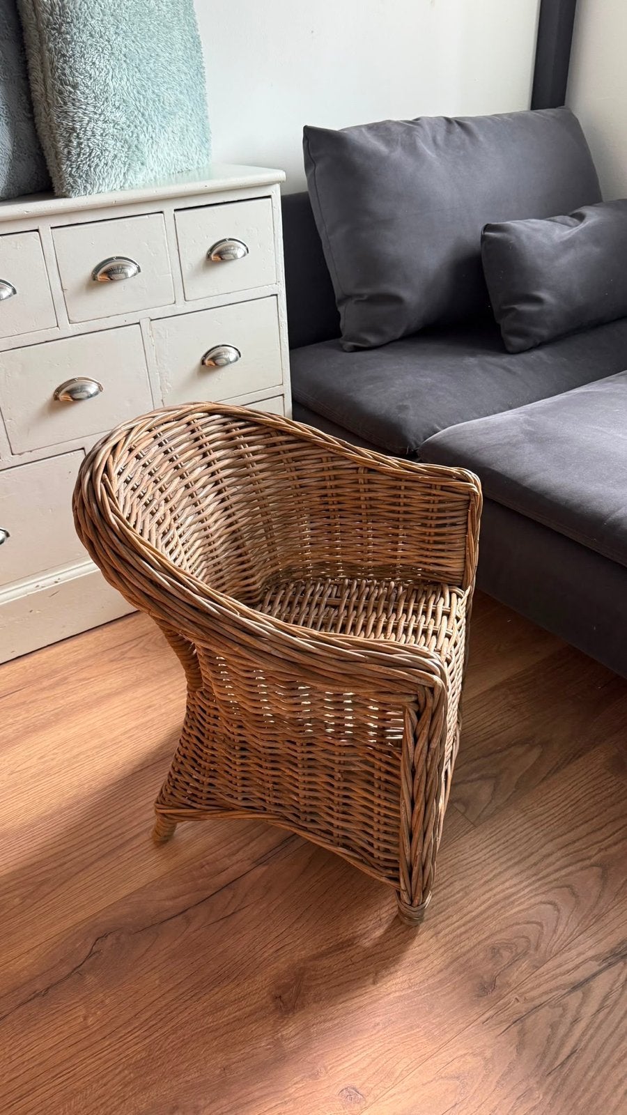 Rotan kinderstoel - Vintage rieten stoel, Ophalen, Bruin, Riet of Rotan, Zo goed als nieuw