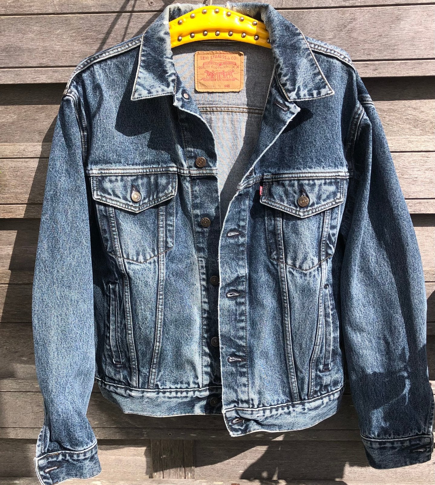 Vintage Levi’s trucker jacket | L | Roy Liechtenstein  | 80, Ophalen of Verzenden, Gedragen, Maat 42/44 (L), Blauw