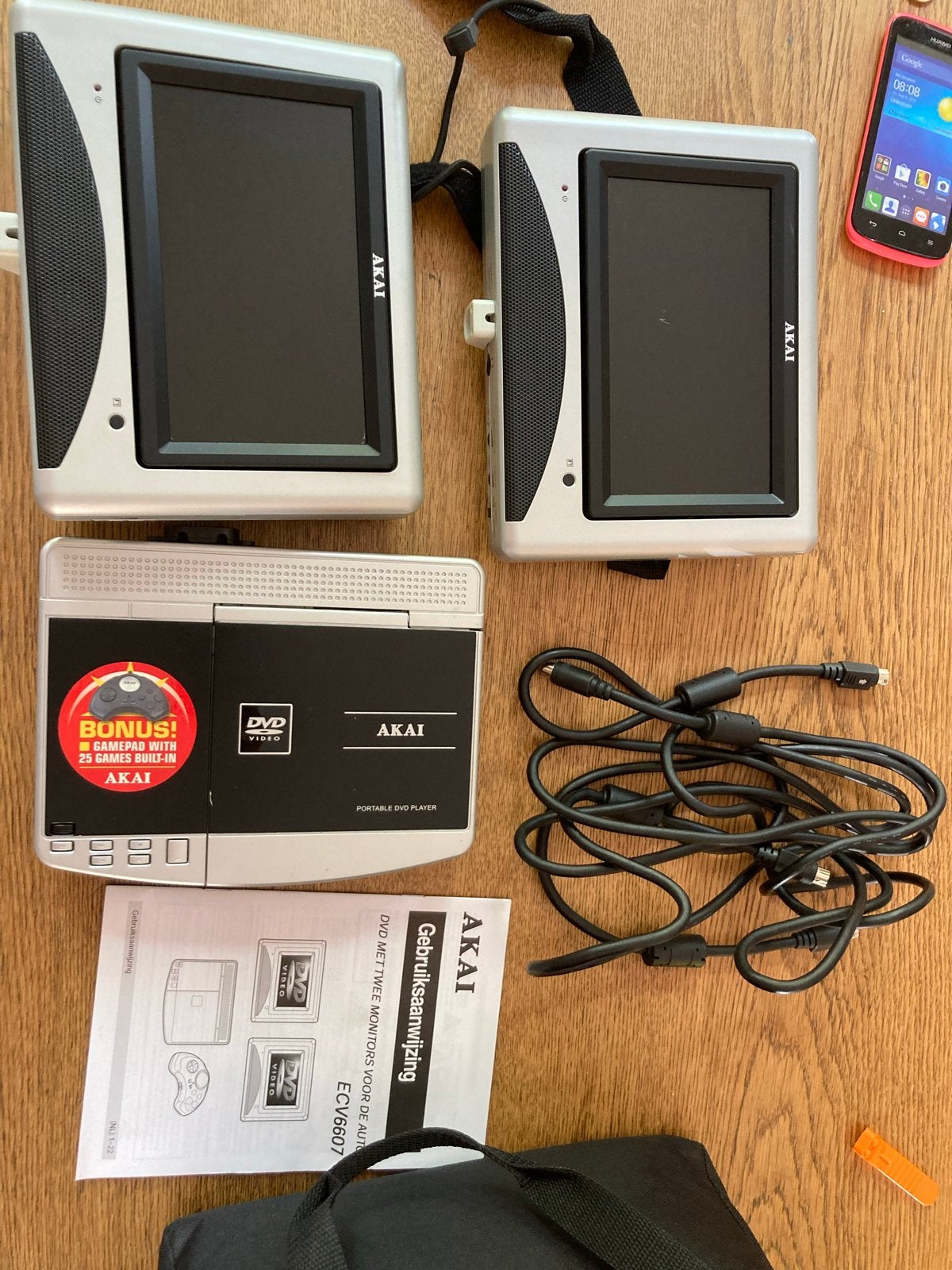 Akai Draagbare DVD Speler met 2 Schermen voor Auto, Audio, Tv en Foto, Dvd-spelers, Gebruikt, Draagbaar, Ophalen of Verzenden