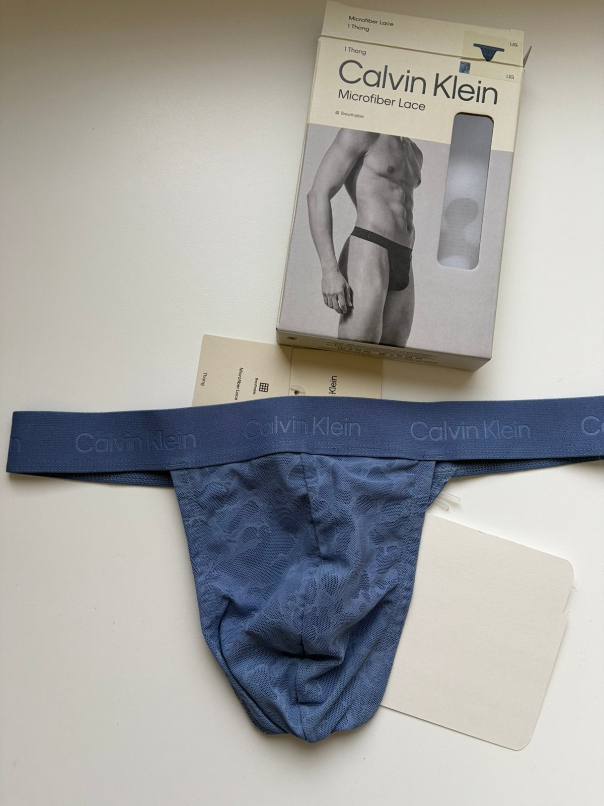 Calvin Klein Microfiber Lace String, Kleding | Heren, Verzenden, Blauw, Slip