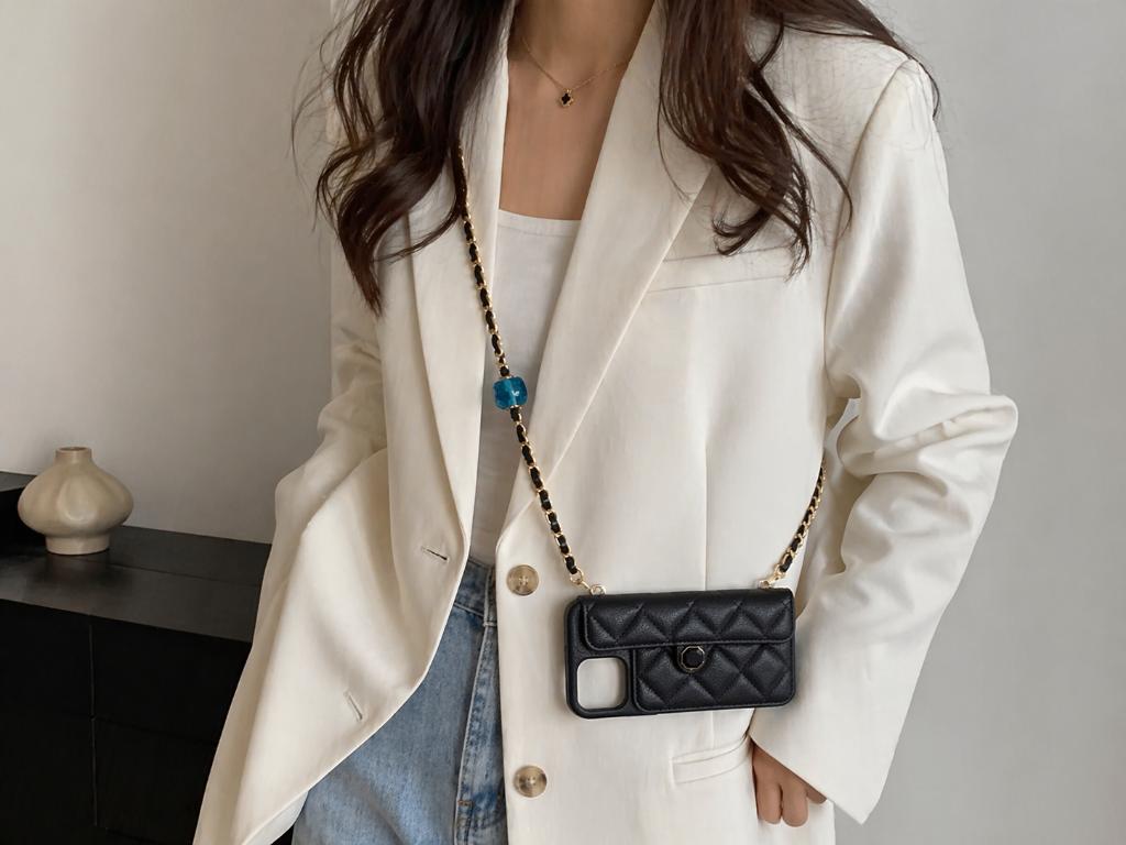Leren Cc telefoonhoesje in 4 kleuren met verstelbare ketting, Nieuw, Fabulous Vibes, Leer, Fabulous Vibes