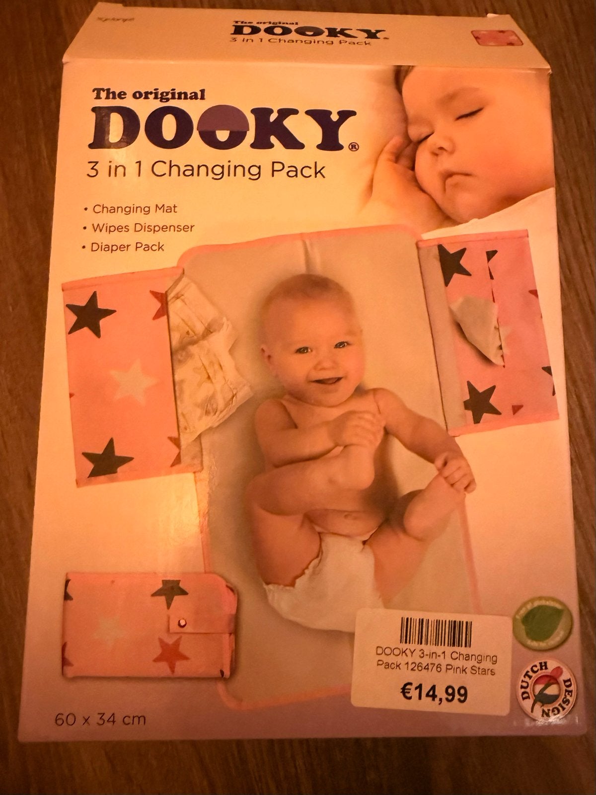 Dooky 3-in-1 Aankleedpakket Roze Sterren, Aankleedkussen, Nieuw, Standaard, Ophalen