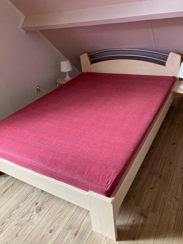 Tweepersoonsbed met lattenbodem en matras, Ophalen, Overige kleuren, Tweepersoons, 140 cm