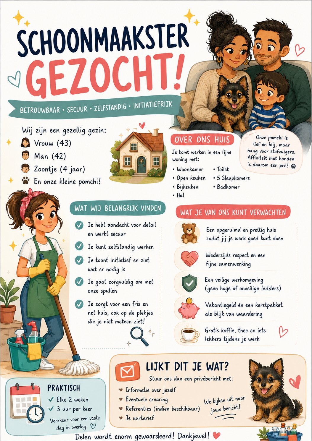Schoonmaakster gezocht, Ophalen