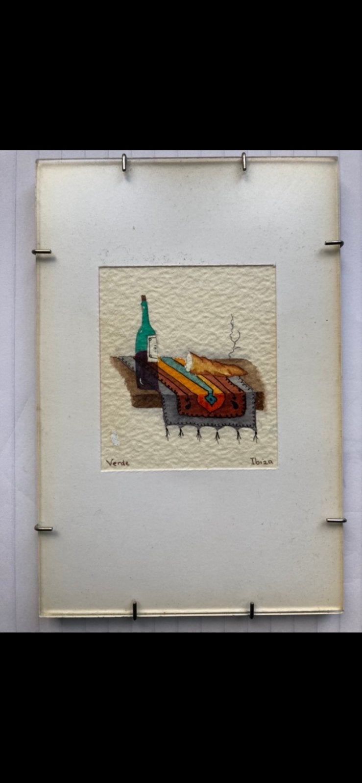 2 hele kleine aquarellen , incl passe partout en glas, Ophalen