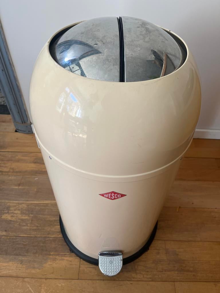 Wesco Prullenbak - Crème - Gebruikt, Ophalen, Gebruikt, Met pedaal, 50 tot 75 cm